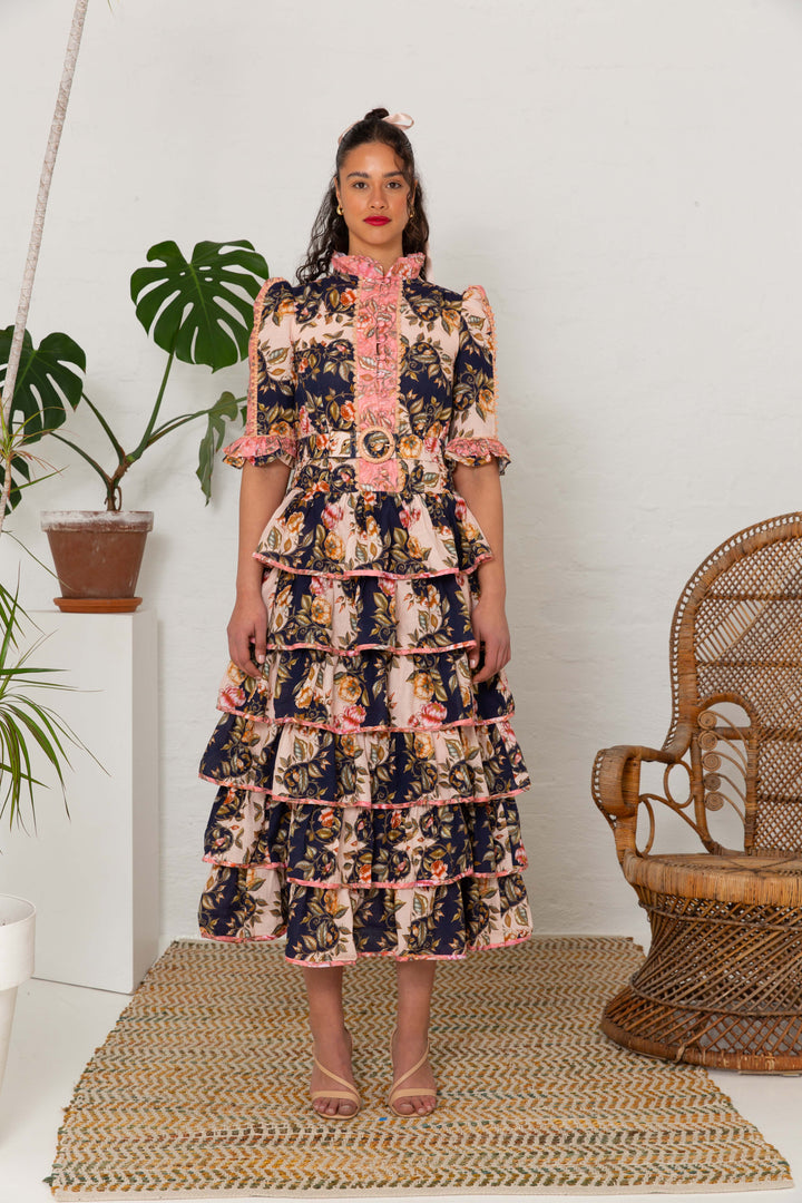 Layered Maxi Dress in Moonlight Vine