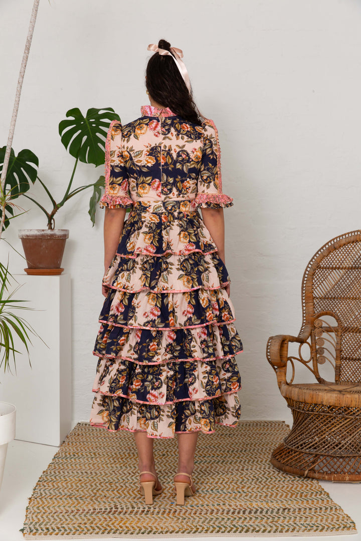 Layered Maxi Dress in Moonlight Vine