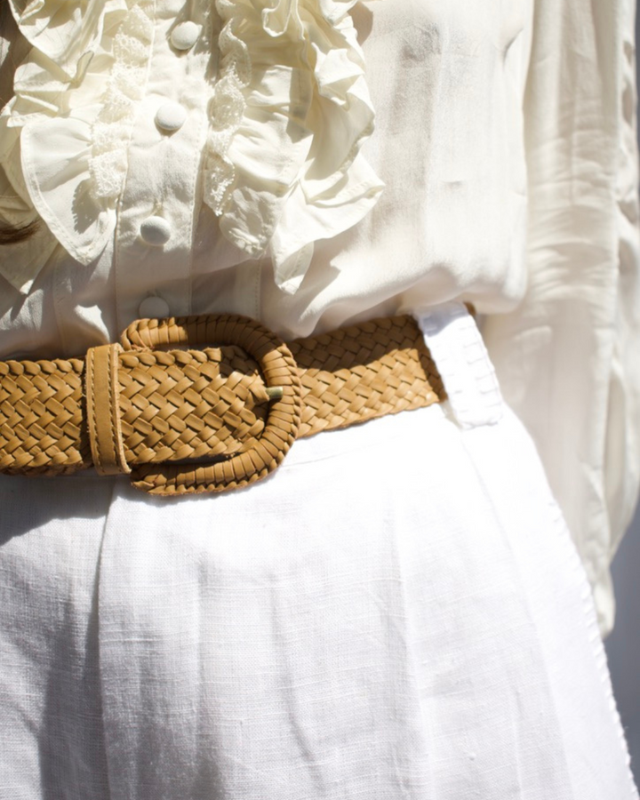 Serena Braided Suede Belt in Tan
