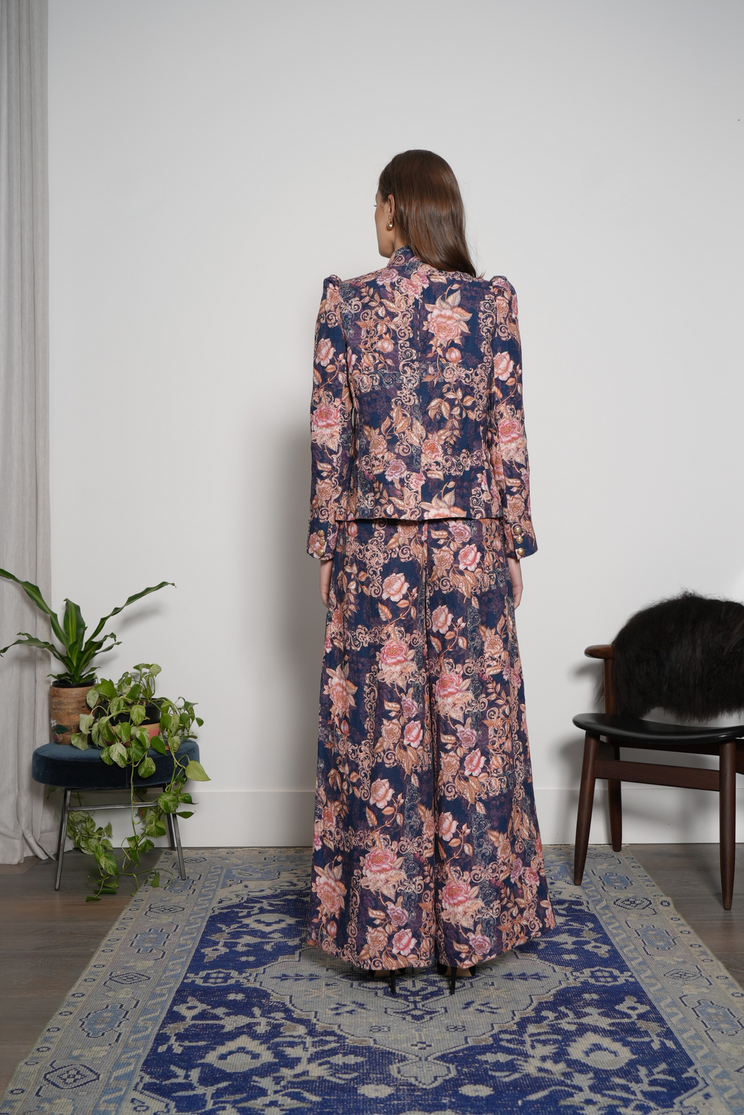 Double Lapel Blazer in Navy Patchwork