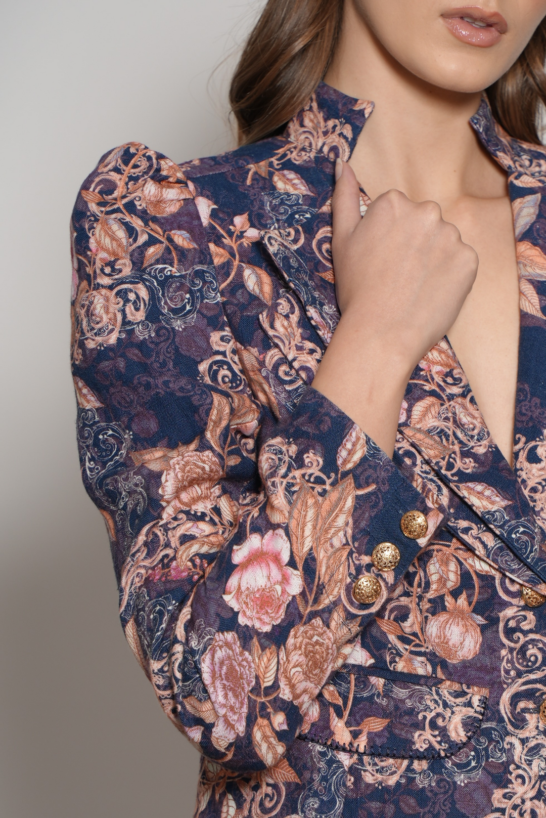 Double Lapel Blazer in Navy Patchwork