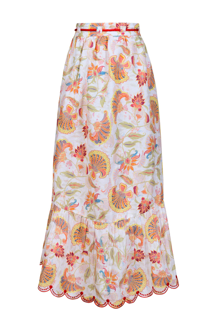 Banded Wrap Skirt in Summer Florentine
