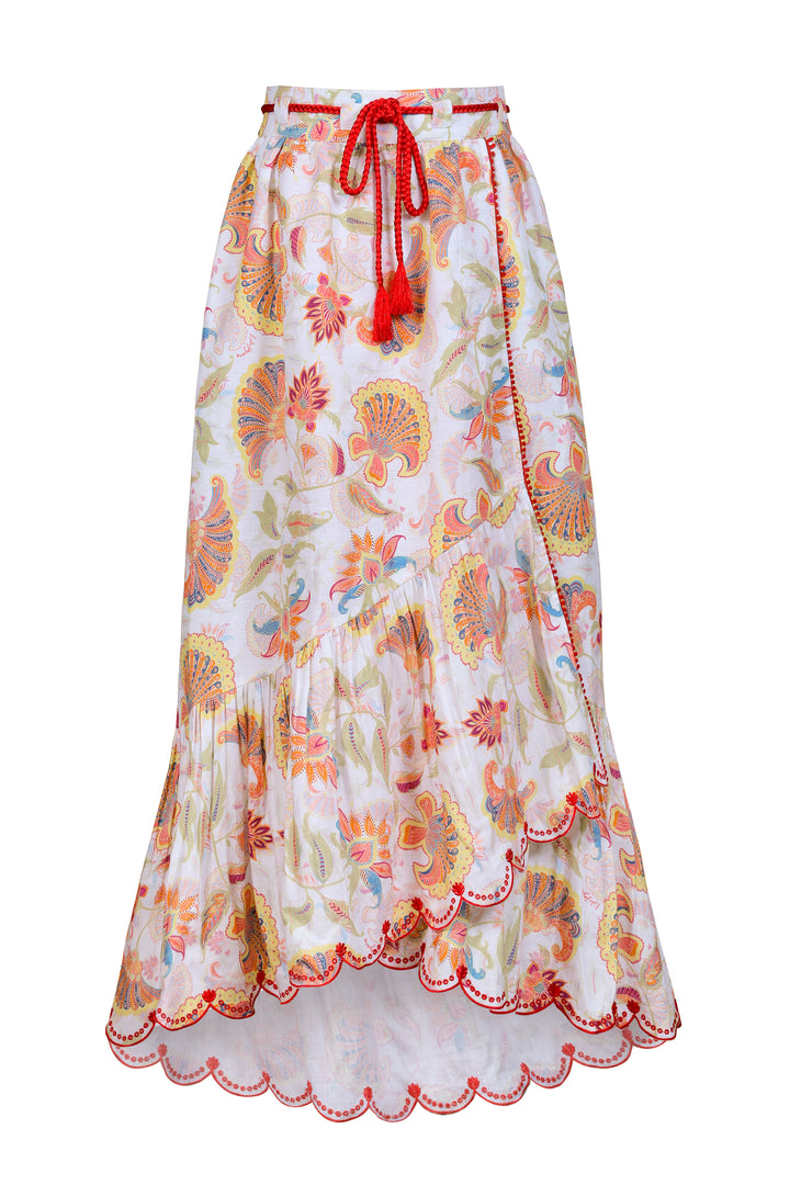 Banded Wrap Skirt in Summer Florentine