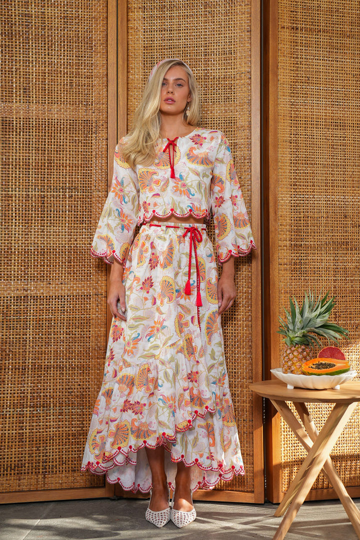Banded Wrap Skirt in Summer Florentine