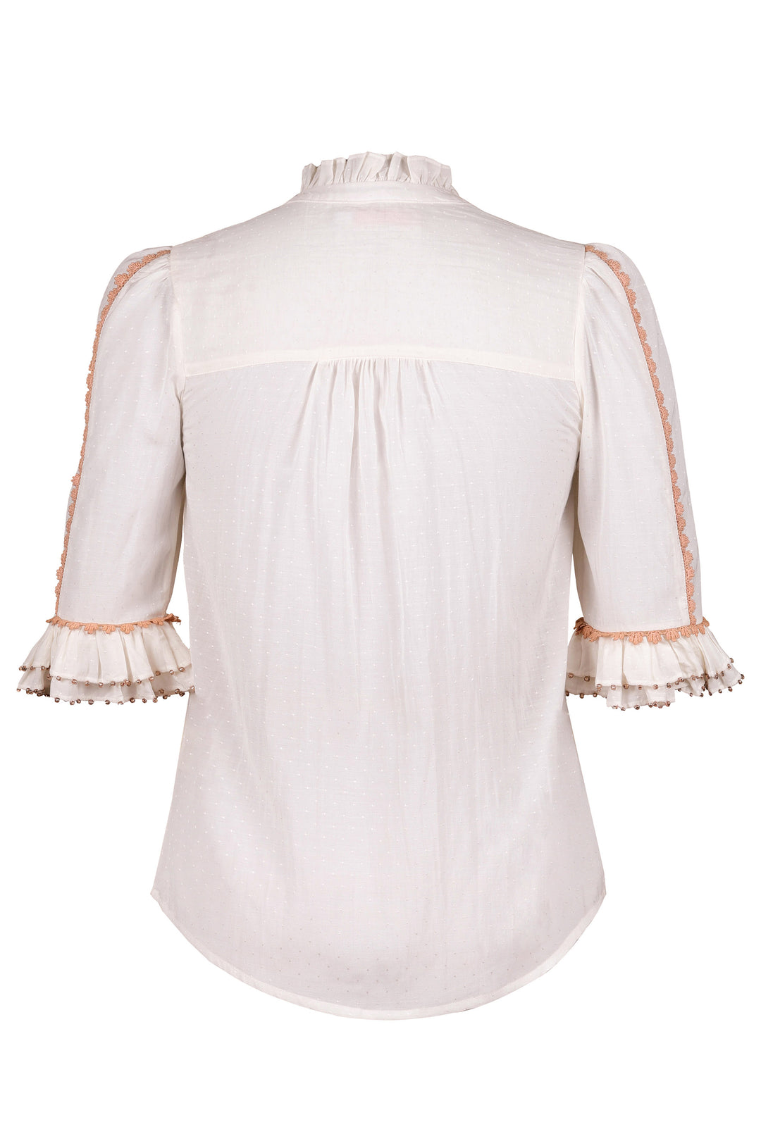 Beaded Sleeve Blouse in Cream