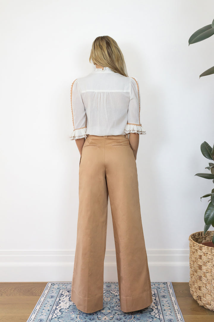 Beaded Sleeve Blouse in Cream