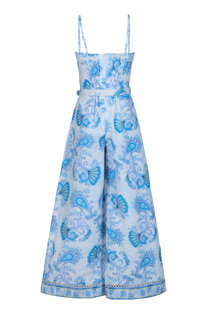 Bustier Jumpsuit in Sky Florentine