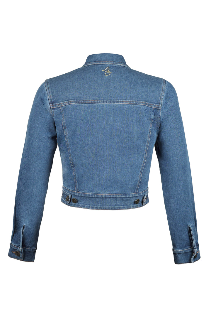 Cropped Denim Jacket in Mid Wash