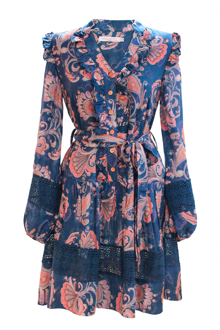 Drop Waist Mini Dress in Evening Flora