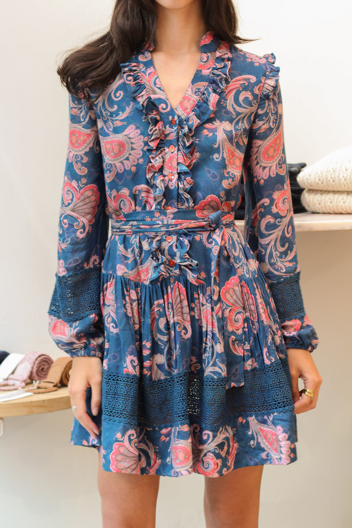 Drop Waist Mini Dress in Evening Flora