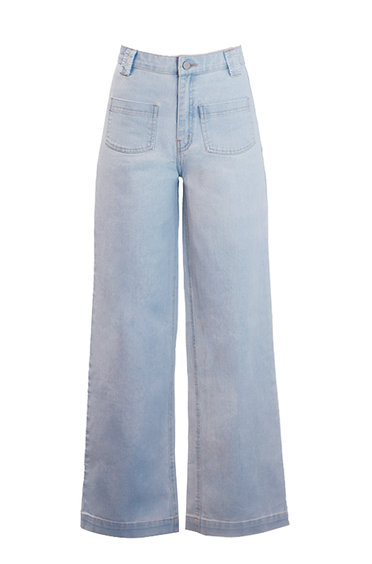 Embroidered Straight Leg Jean in Light Wash