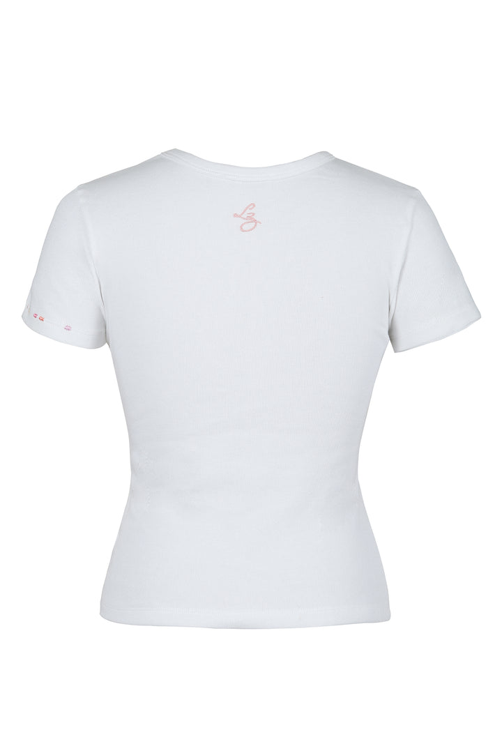 Embroidered Tee in Pumpkin Florentine