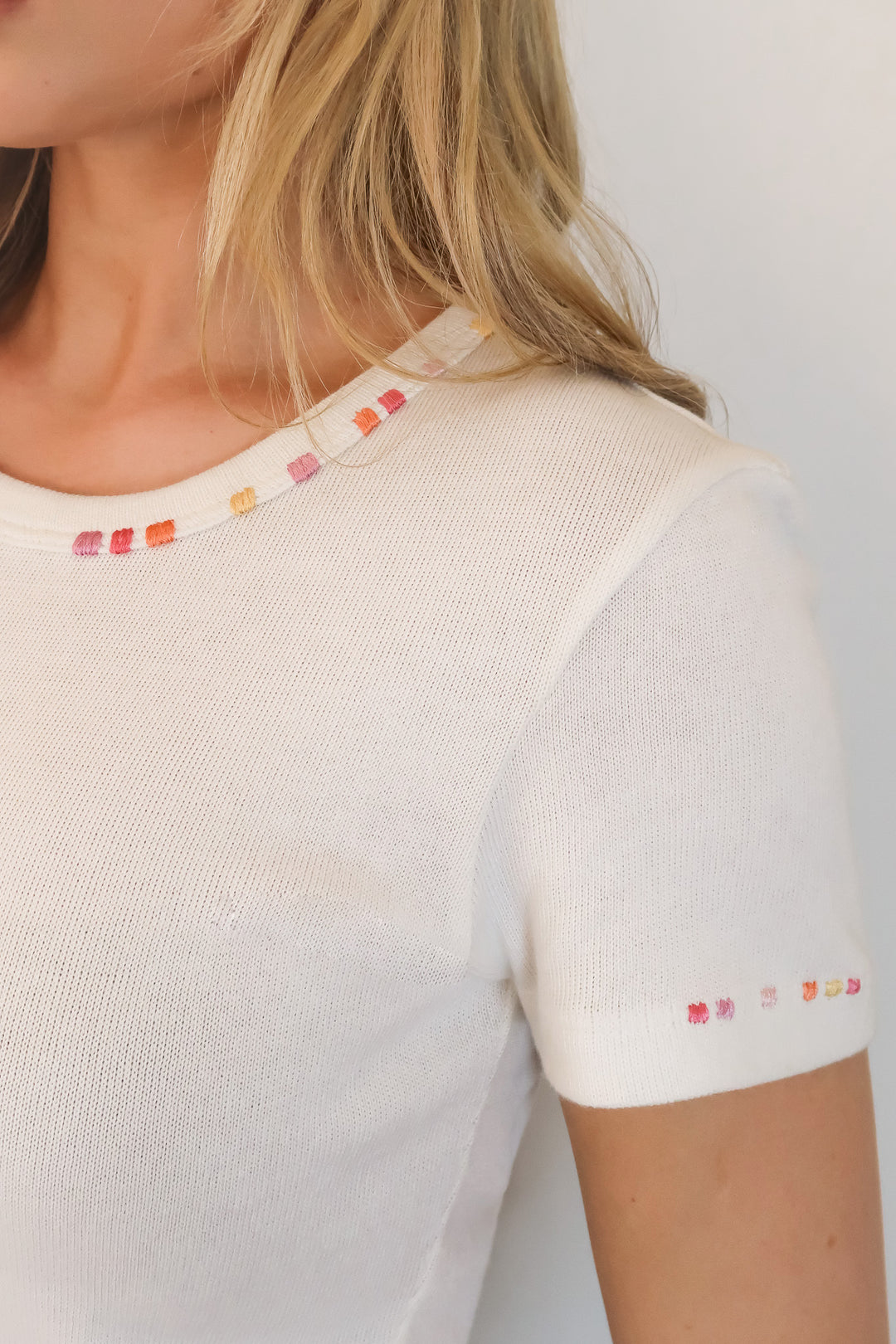 Embroidered Tee in Pumpkin Florentine