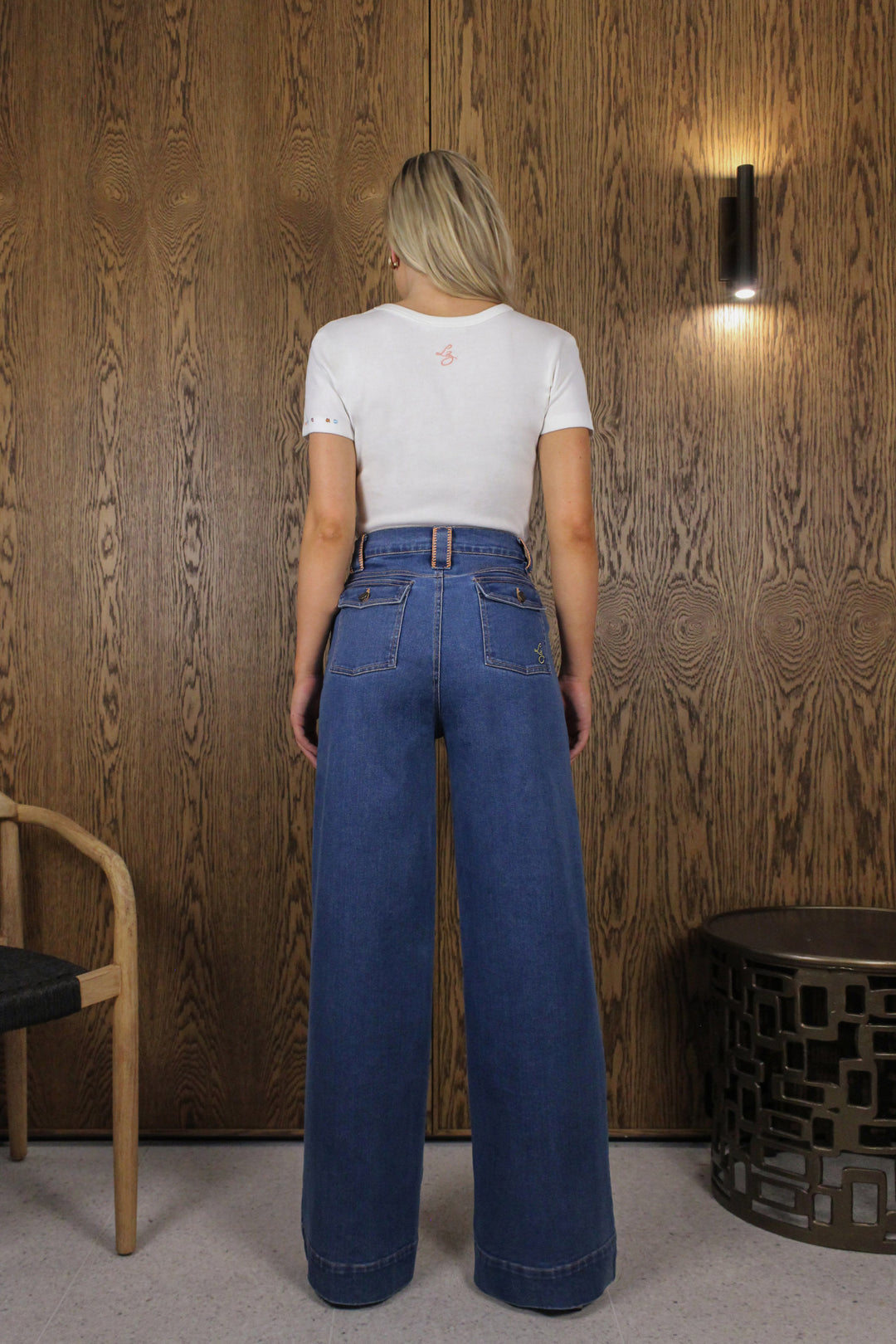 Embroidered Tee in Sky Flora