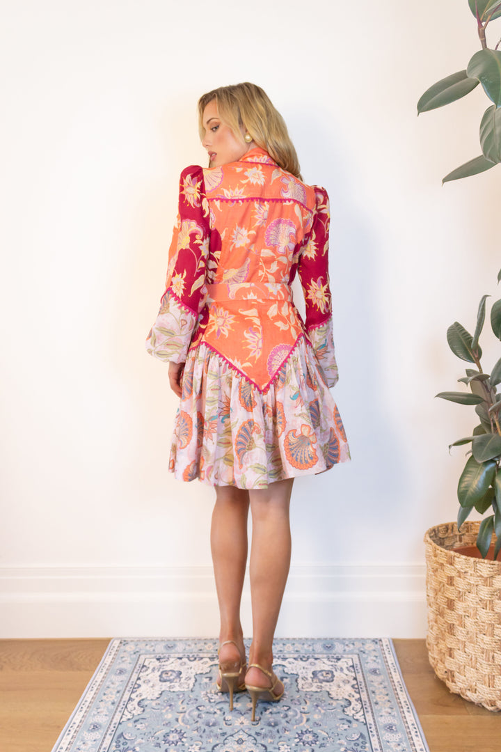 Empire Mini Dress in Blush Florentine