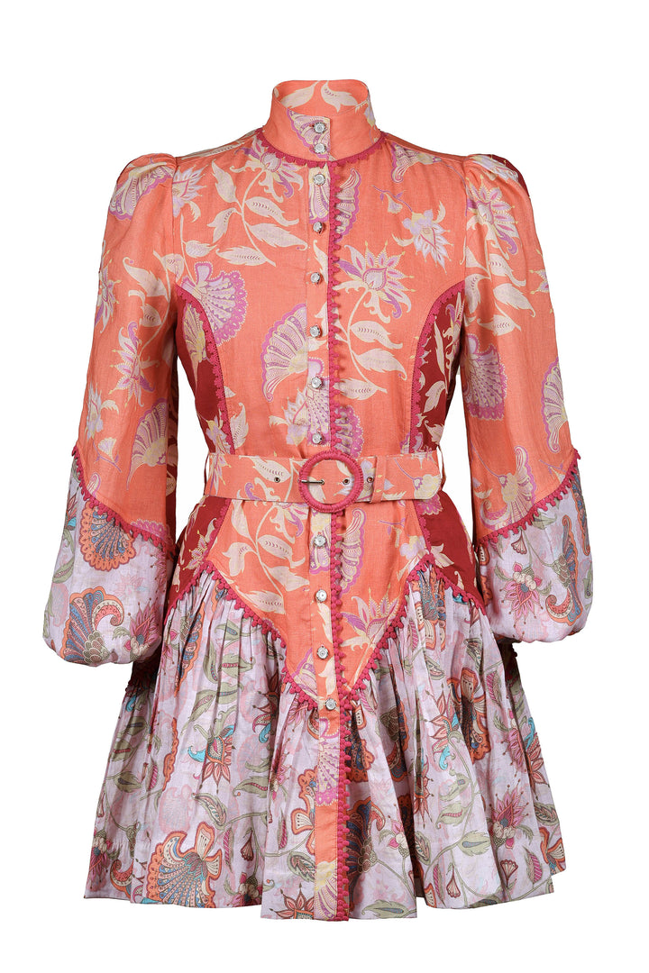 Empire Mini Dress in Blush Florentine