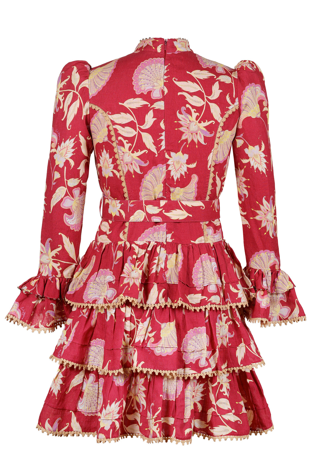 Layered Bell Sleeve Dress in Merlot Florentine