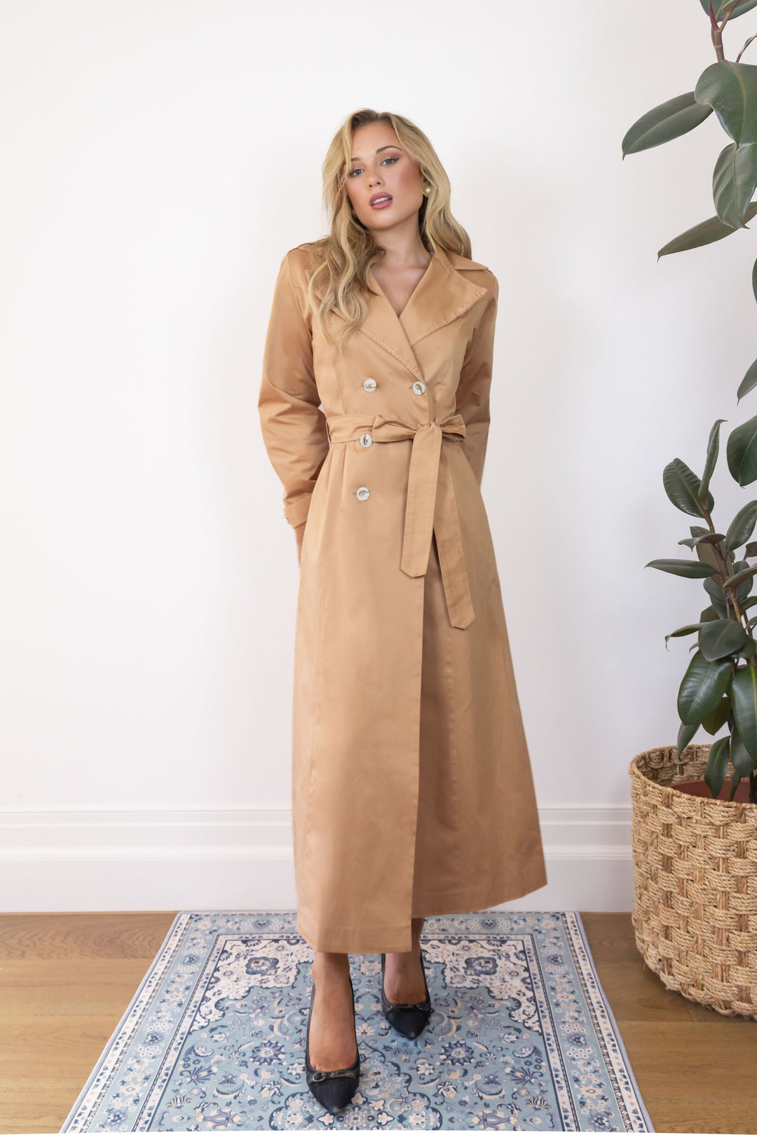 Longline Trench Coat in Bronze