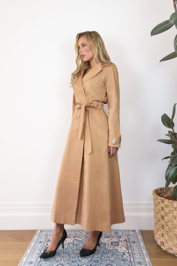 Longline Trench Coat in Bronze