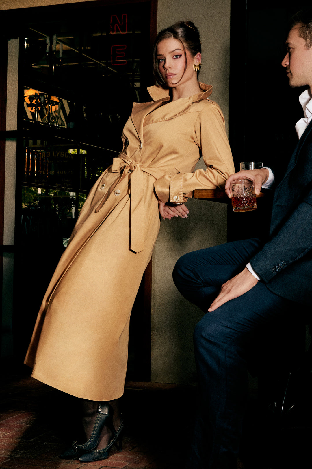 Longline Trench Coat in Bronze