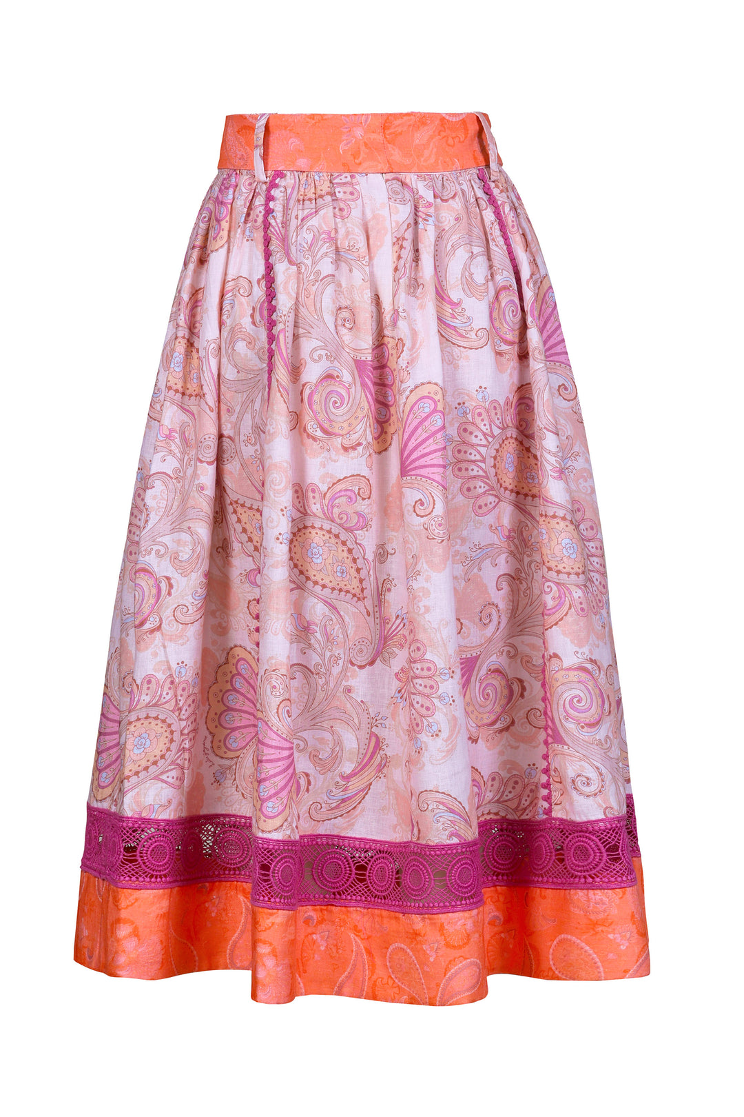 Midi Sash Tie Skirt in Blushing Florentine