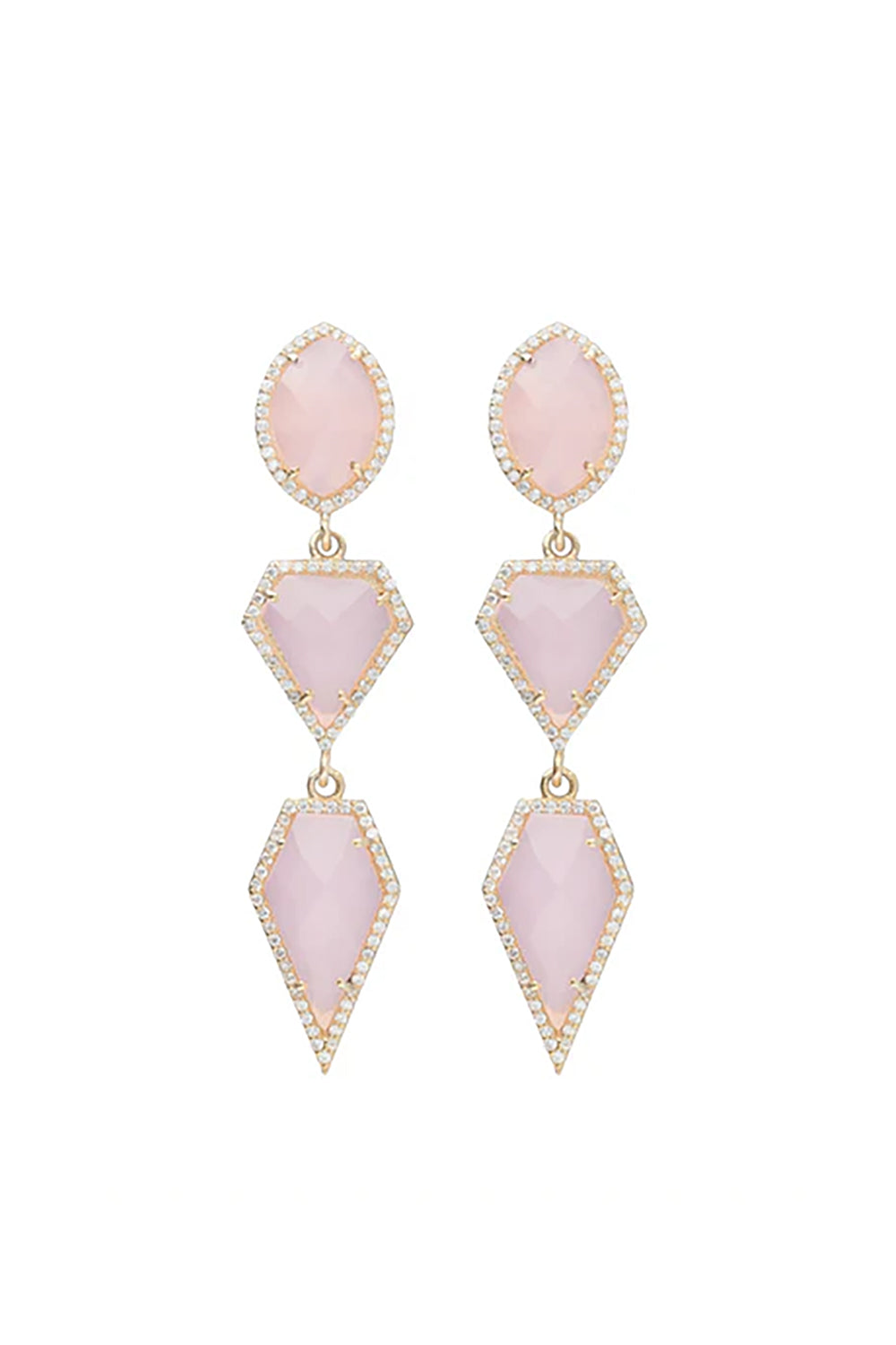 Stephanie Browne | Pink Champagne Semi Precious Earrings in Gold