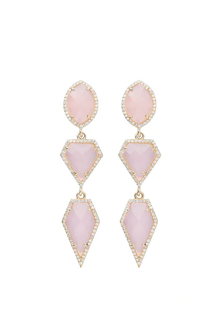 Stephanie Browne | Pink Champagne Semi Precious Earrings in Gold