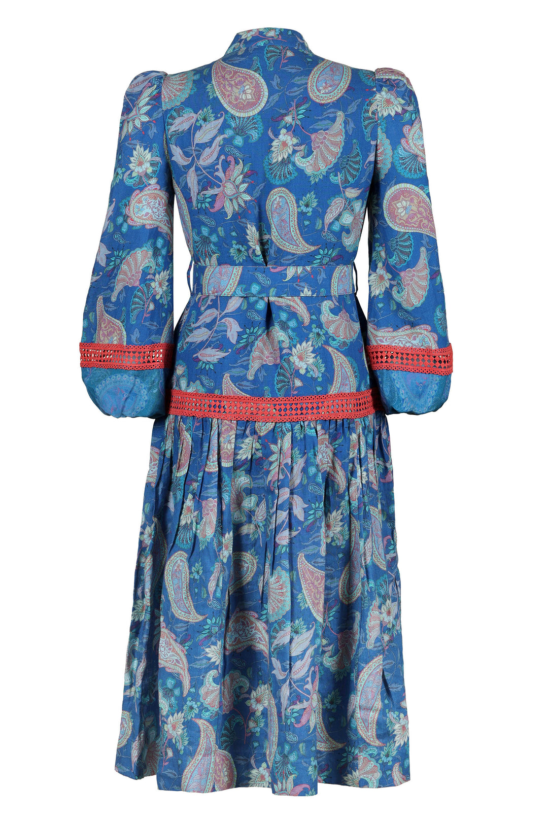 Pintuck Midi Dress in Blue Florentine