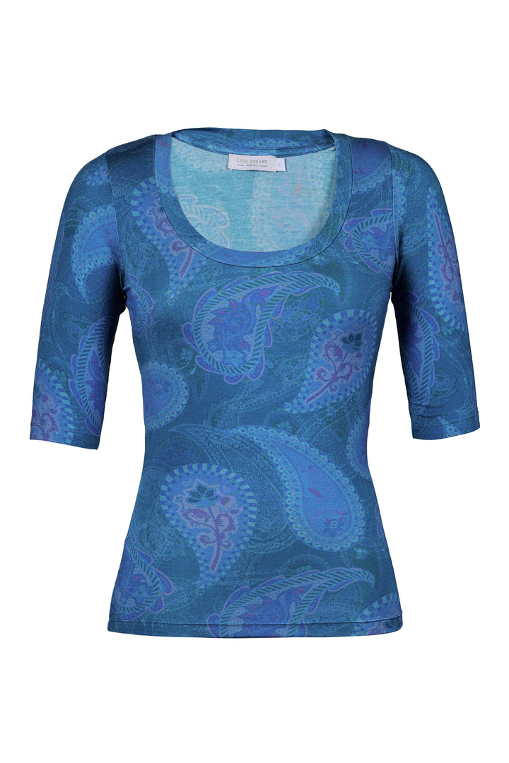 Fitted Tee in Blue Florentine