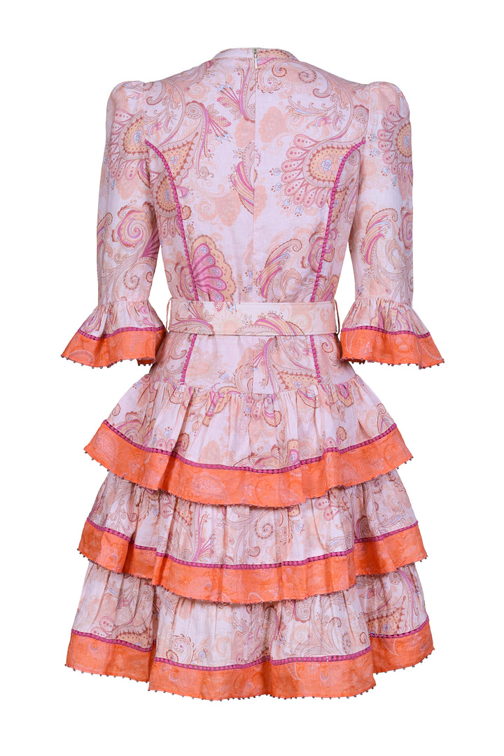 Ruffle Mini Dress in Soft Blushing Florentine