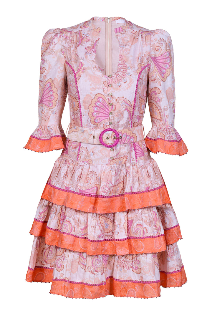 Ruffle Mini Dress in Soft Blushing Florentine