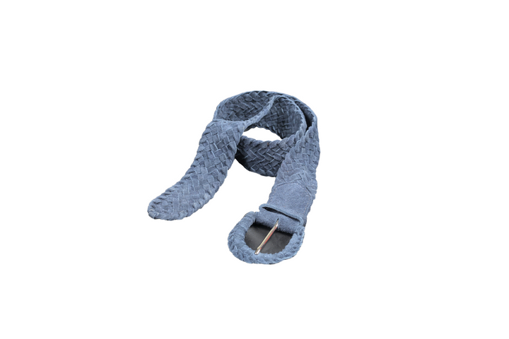 Serena Braided Suede Belt in Navy
