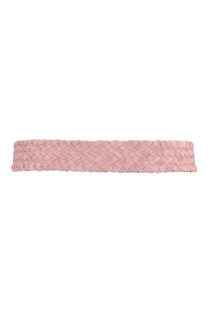 Serena Braided Suede Belt in Powder Pink