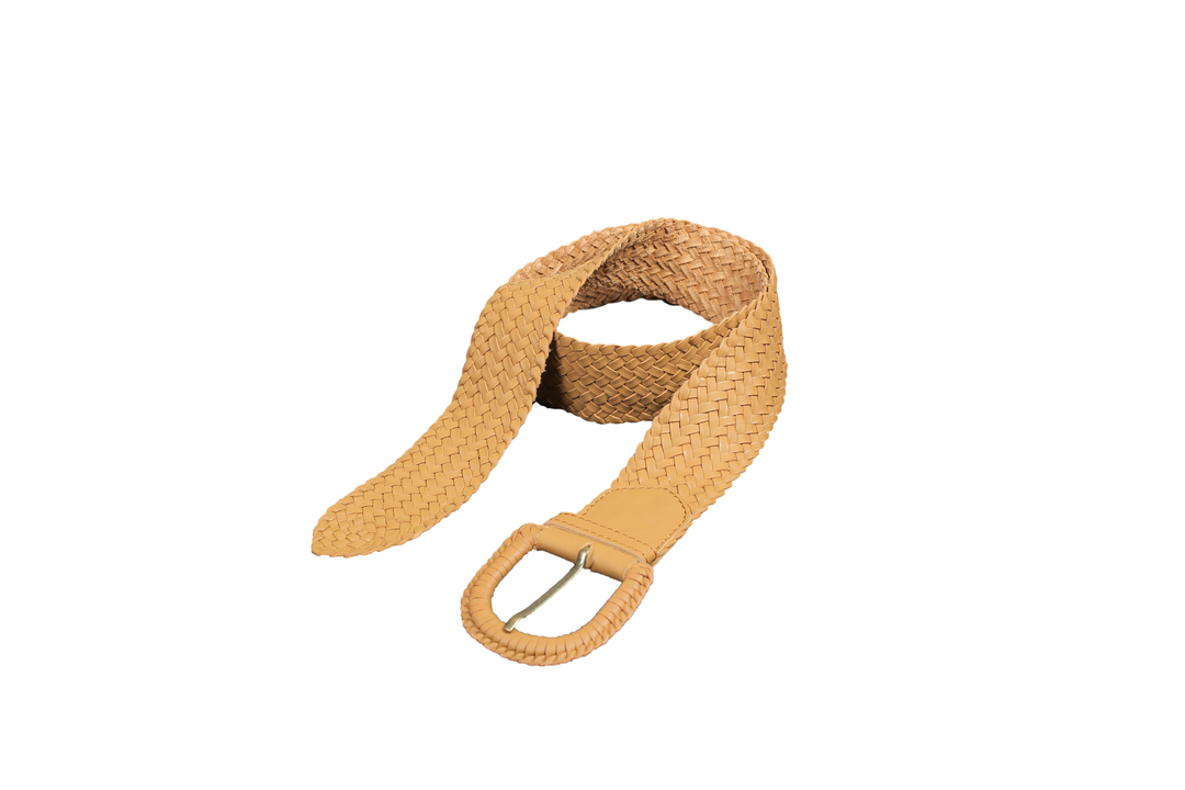 Serena Braided Suede Belt in Tan