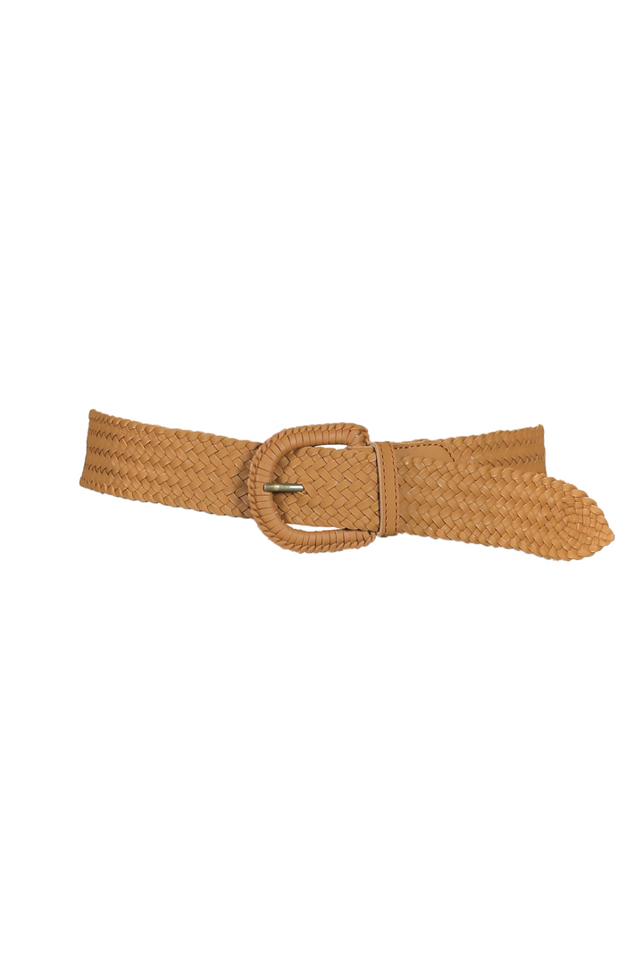 Serena Braided Suede Belt in Tan