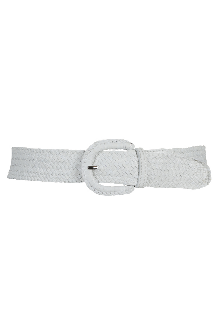 Serena Braided Suede Belt in White