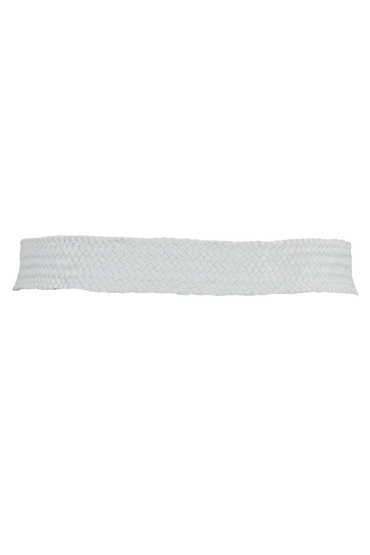 Serena Braided Suede Belt in White