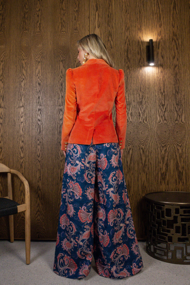 Shawl Collar Blazer in Orange Flame
