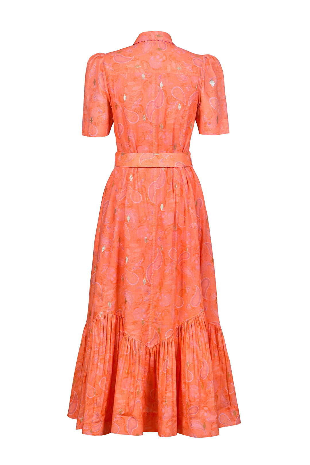 Short Sleeve Trench Maxi Dress in Blushing Paisley