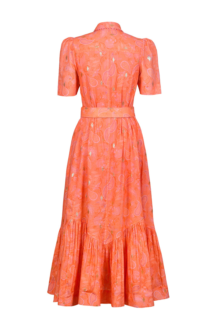 Short Sleeve Trench Maxi Dress in Blushing Paisley