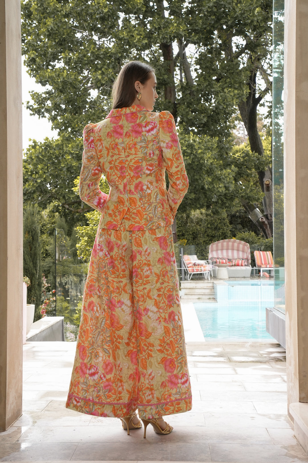 High Waisted Palazzo Pant in Olive Grove