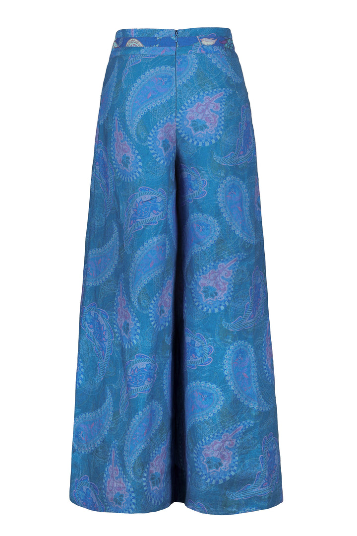 Wide Leg Bolero Pant in Blue Florentine