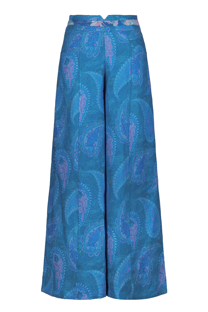 Wide Leg Bolero Pant in Blue Florentine