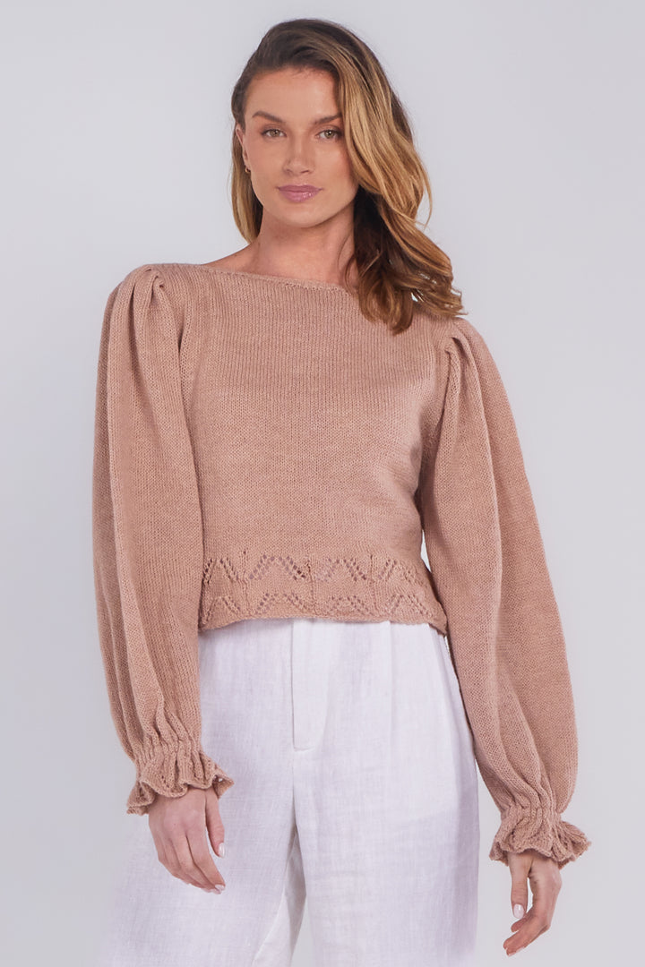 Katie Cropped Sweater in Blush