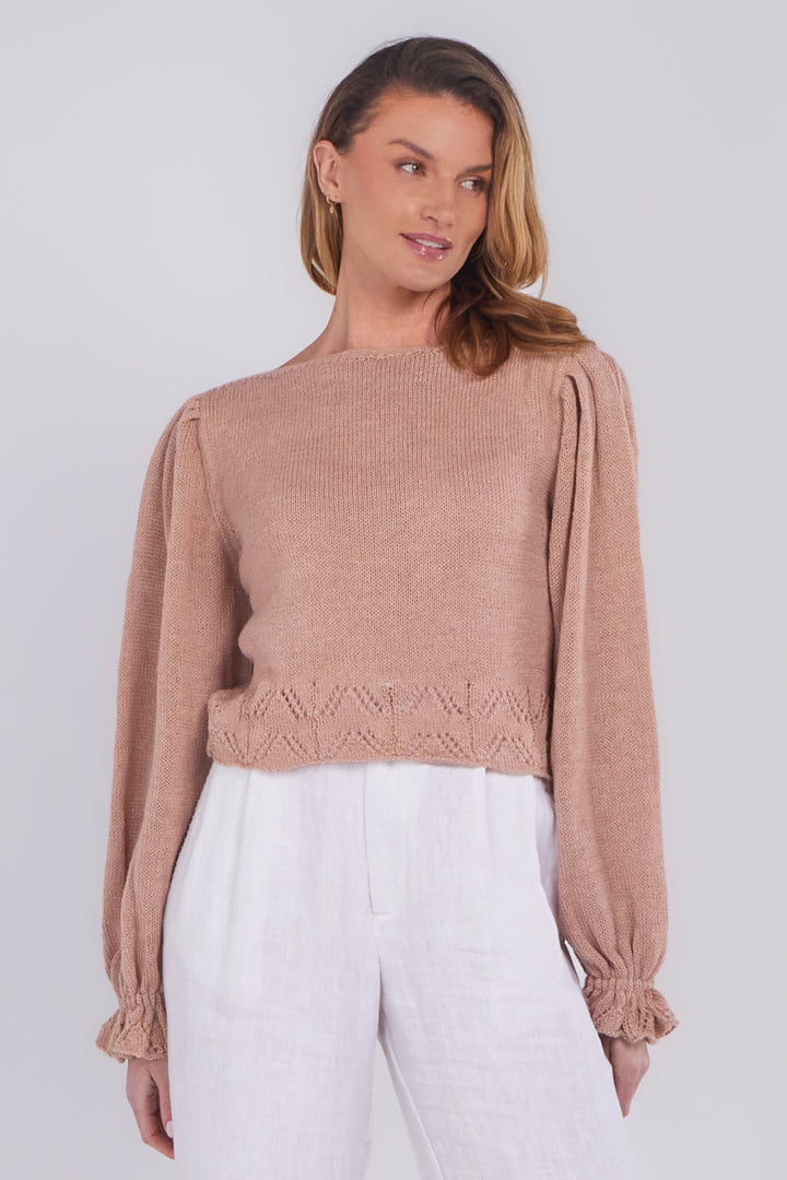 Katie Cropped Sweater in Blush