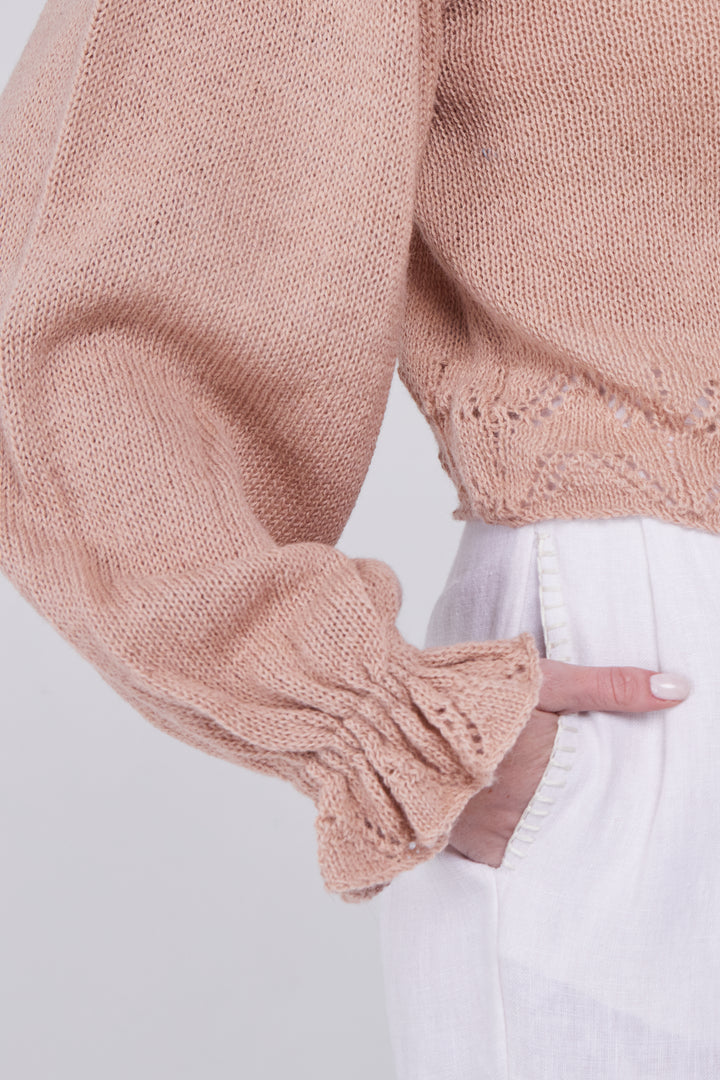 Katie Cropped Sweater in Blush