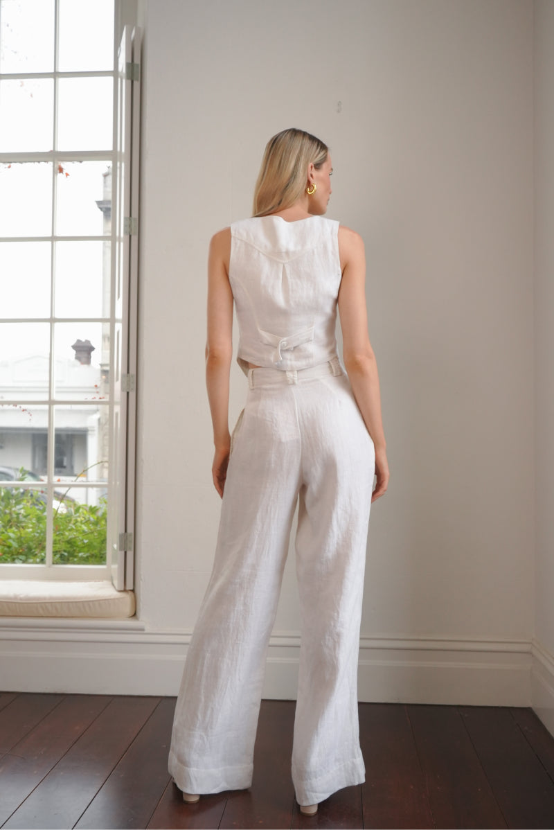 Pleated Trouser in Cream