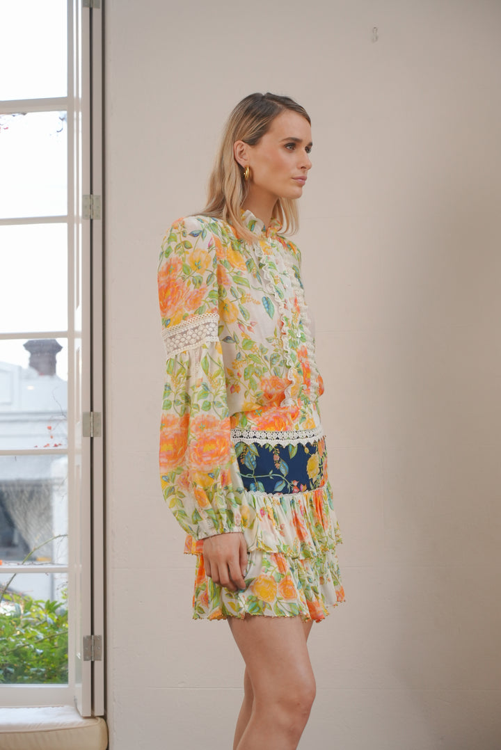 Layered Mini Skirt in Mixed Bloom