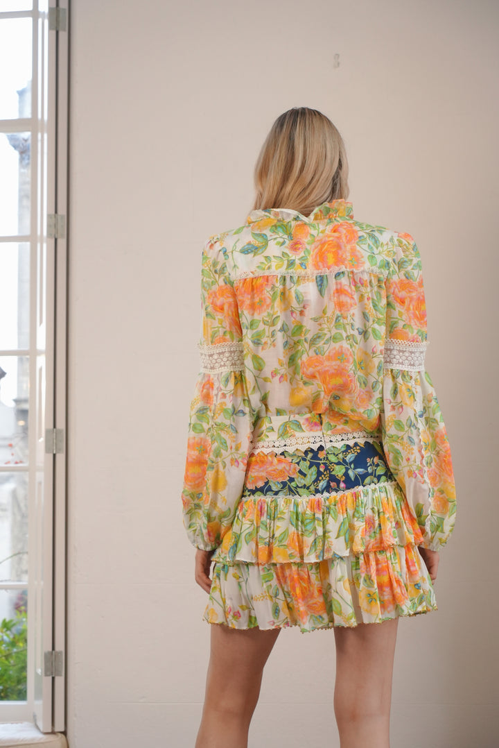 Layered Mini Skirt in Mixed Bloom