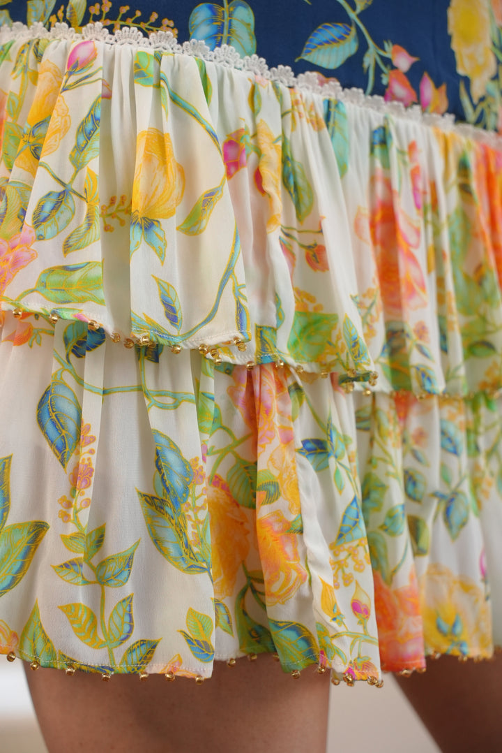 Layered Mini Skirt in Mixed Bloom